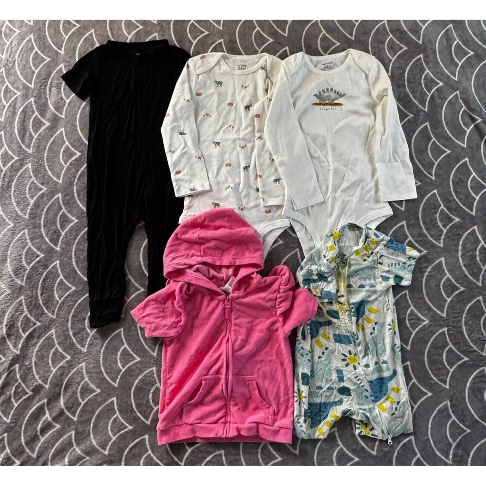 Baby One Piece Body Suit Short Sleeve Multicolor Bundle 5pc Sz 12M-4T